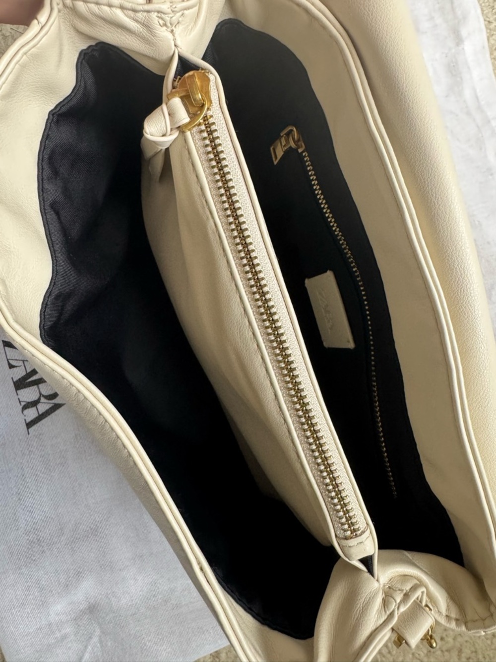 ZARA Gold Chain Strap Soft Shoulder Bag - NWT - Picture 3 of 6